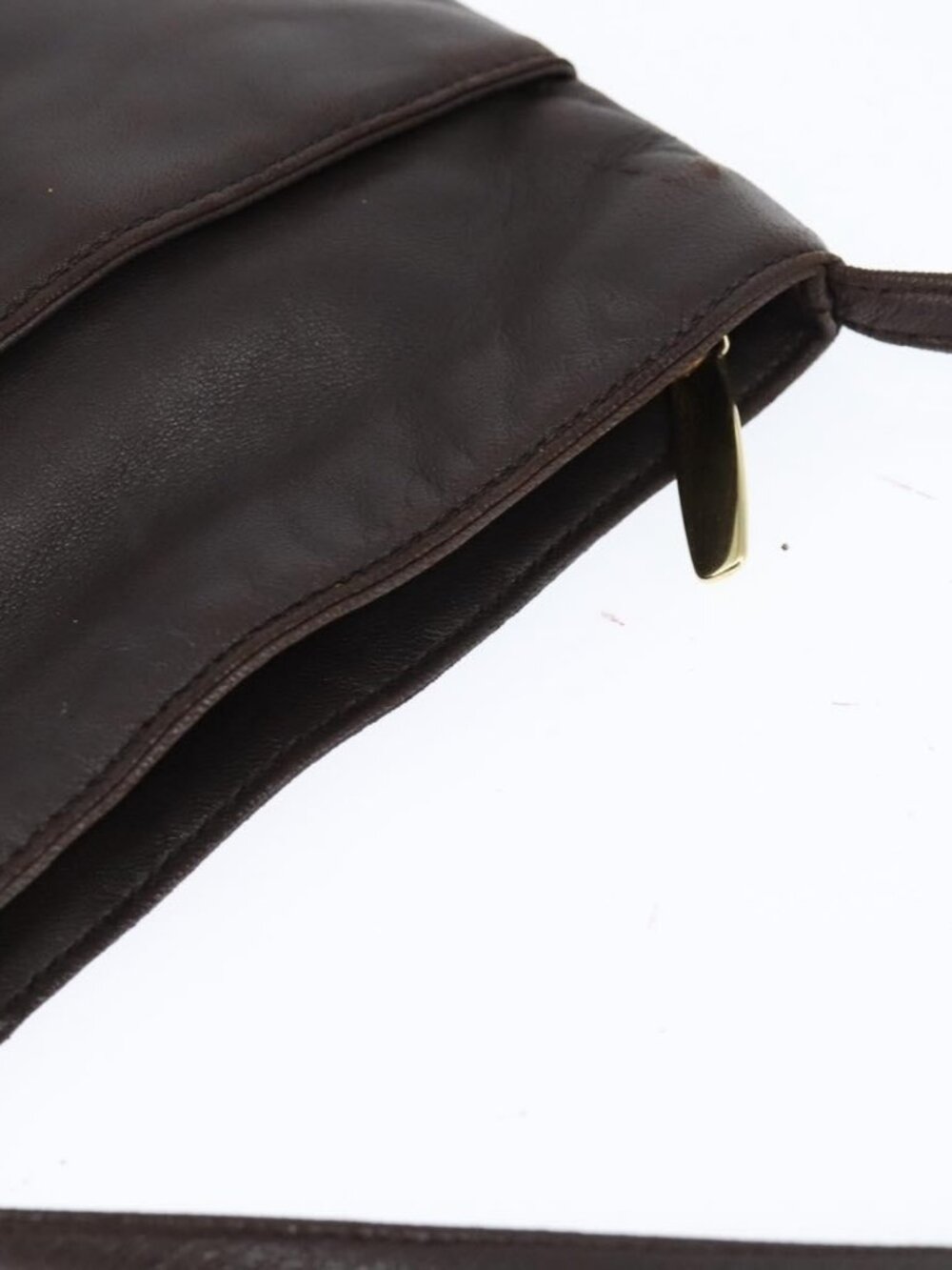 Authentic LOEWE Anagram Pouch Shoulder Bag Leather Dark Brown - Picture 13 of 16